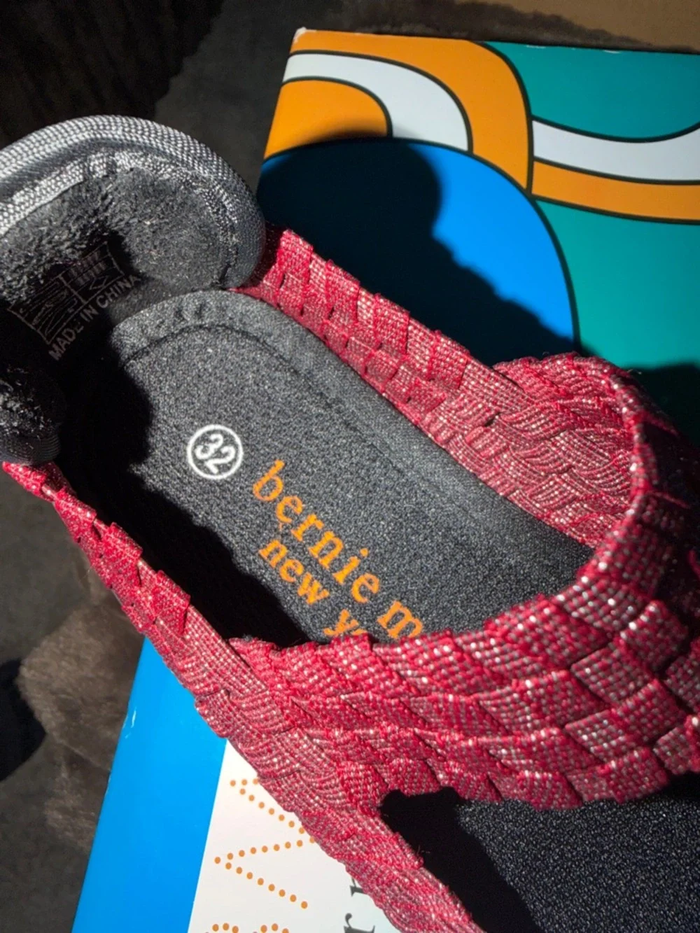 bernie‎ mev. Kids Woven Mary Jane Sandals in Red